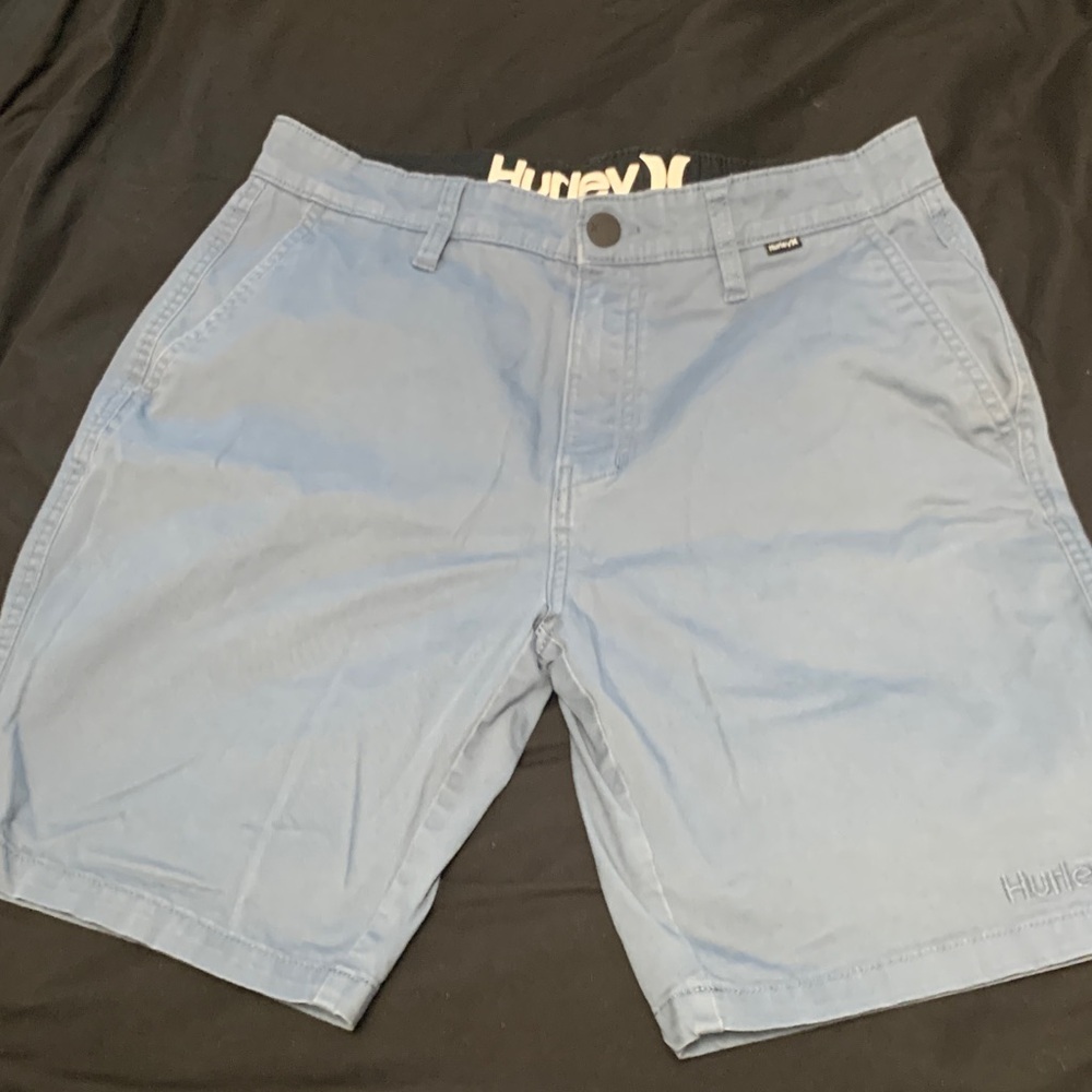 Hurley Men's Light Blue Flat Front Shorts